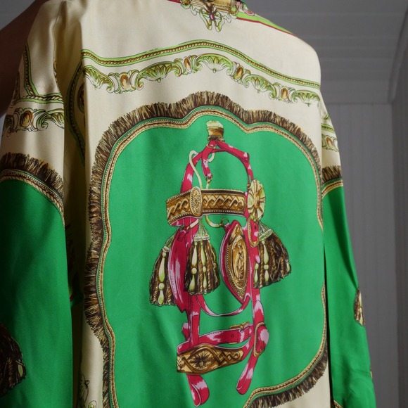 Y2K Ted Lapidus baroque print silk shirt/top/blouse - Picture 3 of 8